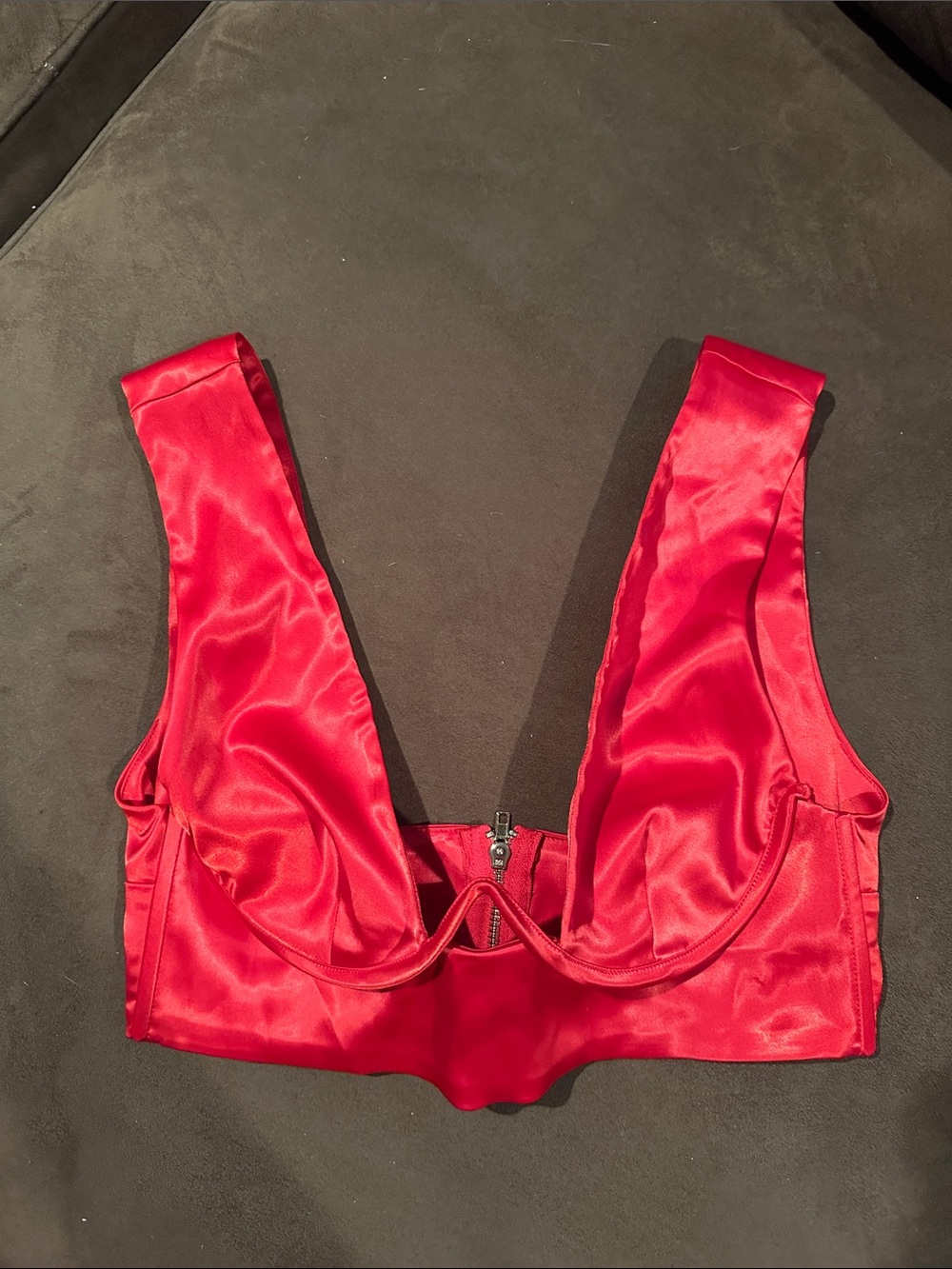 Oh Polly Red Satin Bustier Top